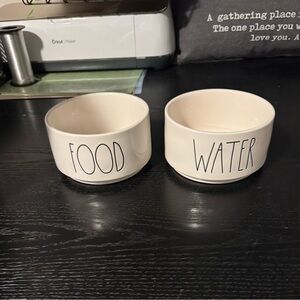 Rae Dunn Cream Ceramic Pet Bowls Set